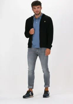 zwarte lyle & scott trui zip through hoodie