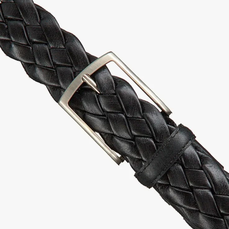 zwarte mazzeltov riem treccia pelle