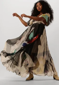 zwarte mes demoiselles maxi jurk micasso