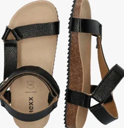 zwarte mexx platte sandalen anke anna