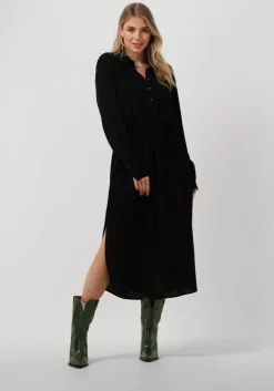 zwarte minus midi jurk lasina solid shirtdress