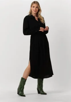 zwarte minus midi jurk lasina solid shirtdress
