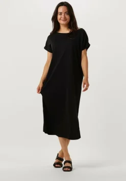 zwarte minus midi jurk ophelia boat neck short sleeve midi modal dress