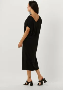 zwarte minus midi jurk ophelia boat neck short sleeve midi modal dress
