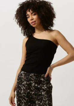 zwarte modström top igor one shoulder top