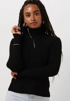 zwarte modström tops & t-shirts krissamd zip t-neck