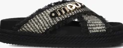 zwarte mou slippers criss-cross