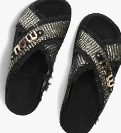 zwarte mou slippers criss-cross