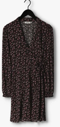 zwarte msch copenhagen mini jurk mschmessina morocco wrap dress aop
