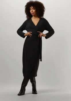 zwarte msch copenhagen midi jurk mschadelona lynette wrap dress