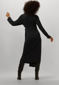 zwarte msch copenhagen midi jurk mschadelona lynette wrap dress