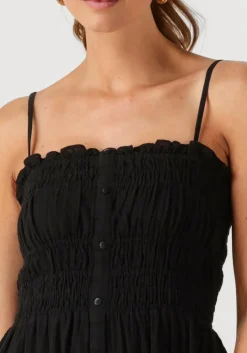 zwarte msch copenhagen midi jurk mschbriona strap dress