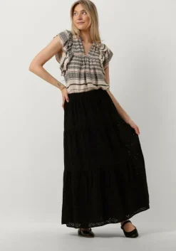zwarte neo noir maxirok rana embroidery skirt