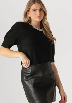 zwarte neo noir trui maia stone knit blouse