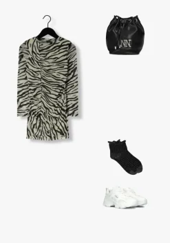 zwarte nik & nik mini jurk zebra mesh dress