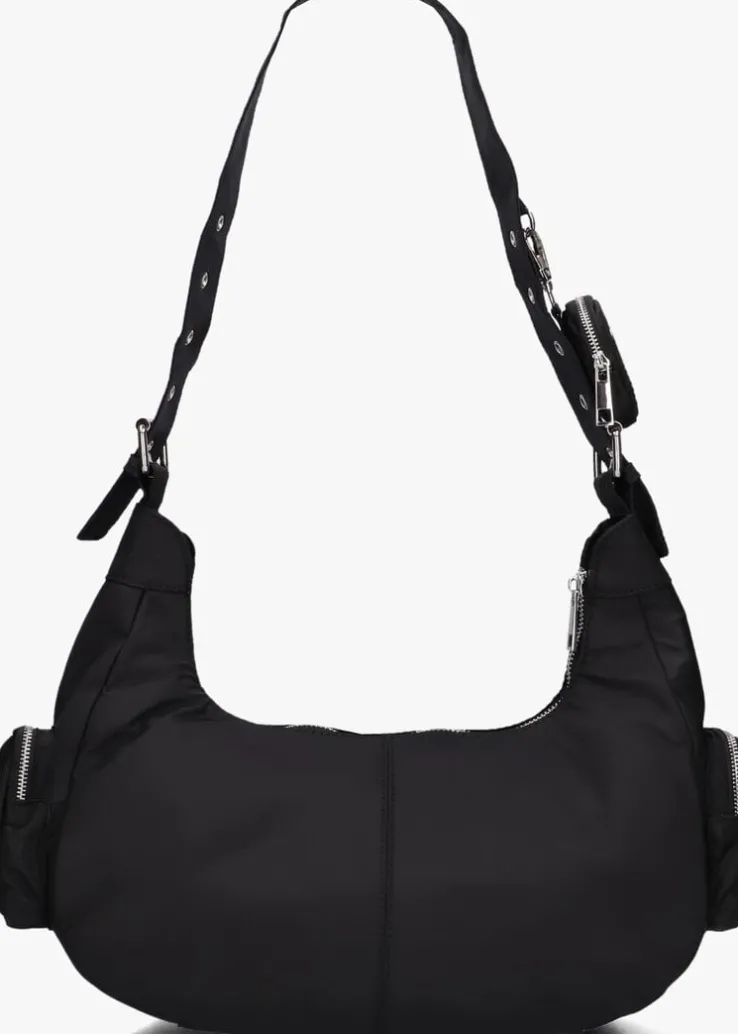 zwarte núnoo schoudertas sally pocket recycled nylon