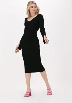 zwarte notes du nord midi jurk christine knitted dress