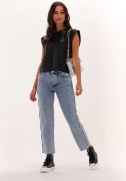 zwarte notes du nord top debbie leather top