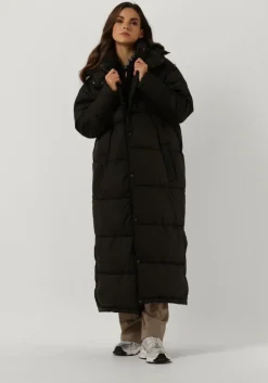 zwarte notre-v gewatteerde jas puffer long
