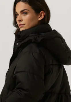 zwarte notre-v gewatteerde jas puffer long