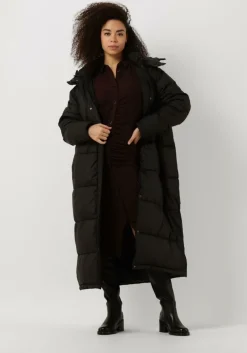 zwarte notre-v gewatteerde jas puffer long