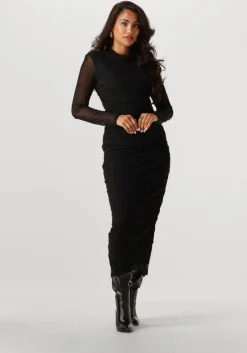 zwarte notre-v jurken nv-gilda mesh jurk uni