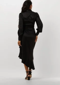 zwarte notre-v midi jurk nv-dorissa satin dress