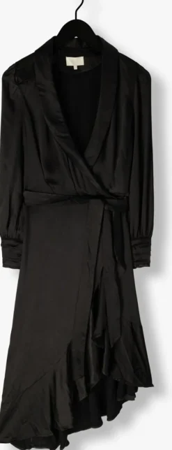 zwarte notre-v midi jurk nv-dorissa satin dress