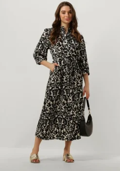 zwarte notre-v midi jurk satin dress one