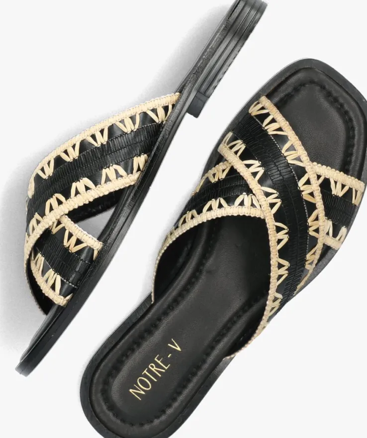 zwarte notre-v slippers 23172