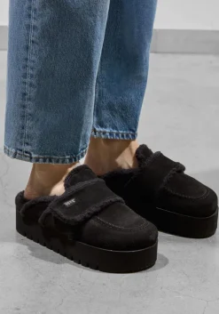 zwarte nubikk instappers teddy fur