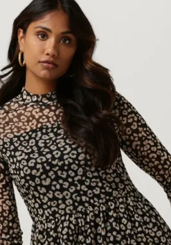 zwarte object midi jurk mariann l/s dress