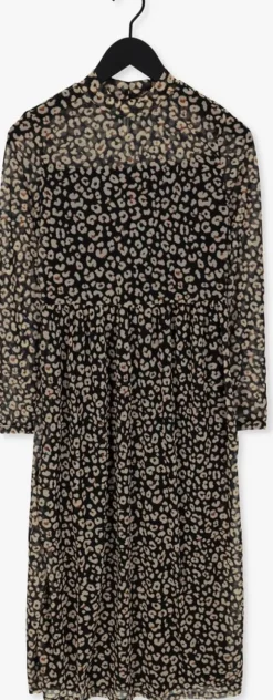 zwarte object midi jurk mariann l/s dress