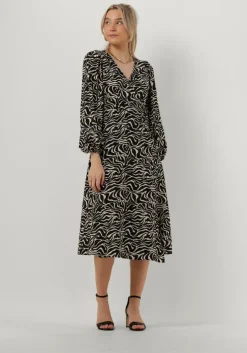 zwarte object midi jurk objleonora l/s wrap midi dress