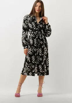 zwarte object midi jurk objemira tilda l/s dress
