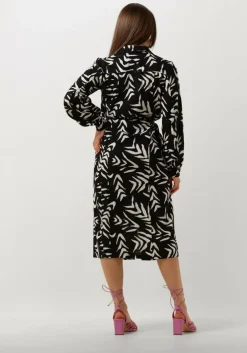 zwarte object midi jurk objemira tilda l/s dress