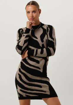 zwarte object mini jurk objray l/s knit dress aop