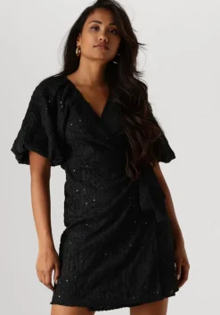 zwarte object mini jurk objfara re 2/4 wrap dress