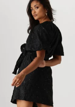 zwarte object mini jurk objfara re 2/4 wrap dress