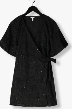 zwarte object mini jurk objfara re 2/4 wrap dress