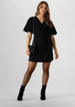 zwarte object mini jurk objfara re 2/4 wrap dress