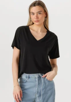 zwarte object t-shirt objannie re s/s v-neck top