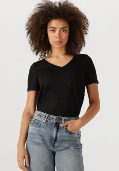 zwarte object t-shirt objetessi slub s/s v-neck noos