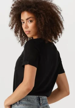 zwarte object t-shirt objetessi slub s/s v-neck noos