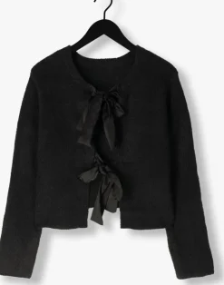 zwarte object vest objparvi sateen bow knit cardigan