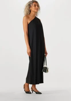 zwarte penn & ink midi jurk dress one shoulder