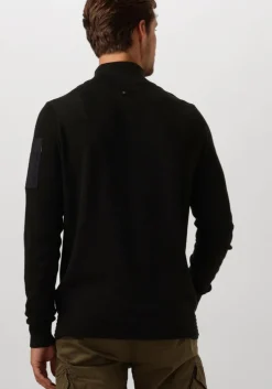 zwarte pme legend trui half zip collar cotton knit