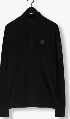 zwarte pme legend trui half zip collar cotton knit