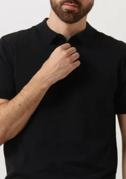 zwarte pure path polo knit polo with chestprint