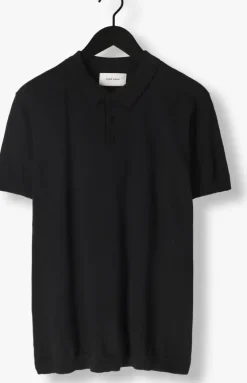 zwarte pure path polo knit polo with chestprint